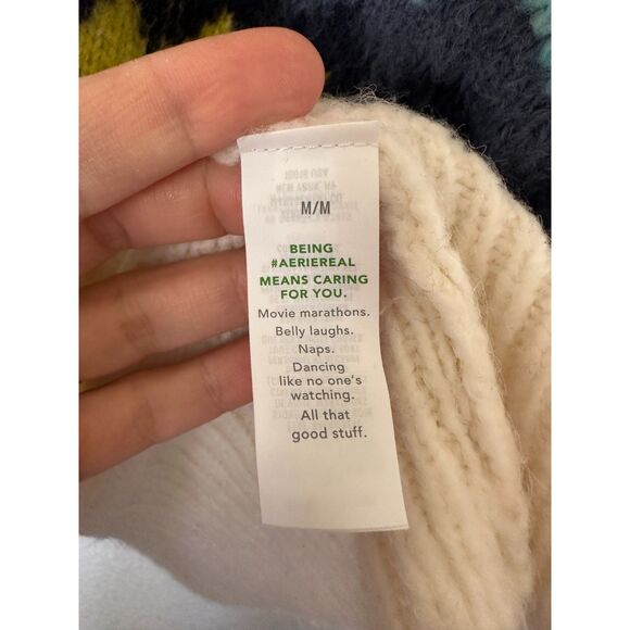 AERIE Quarter Zip Sweater Fair Isle Cozy Soft Thick Chunky Nordic Size Medium - Picture 8 of 10